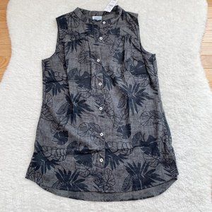 Columbia Women's Sleeveless Shirts Tropical Print, Gray/Black, M